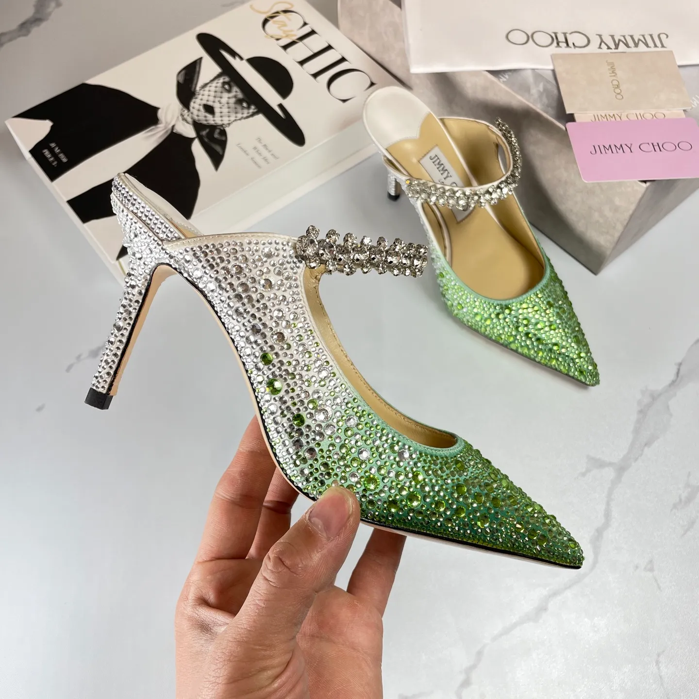👟👟Ex-factory price 680👟👟 Jimmy Choo BING 65 diamond high heels 35-40 (41 42 43 customized)